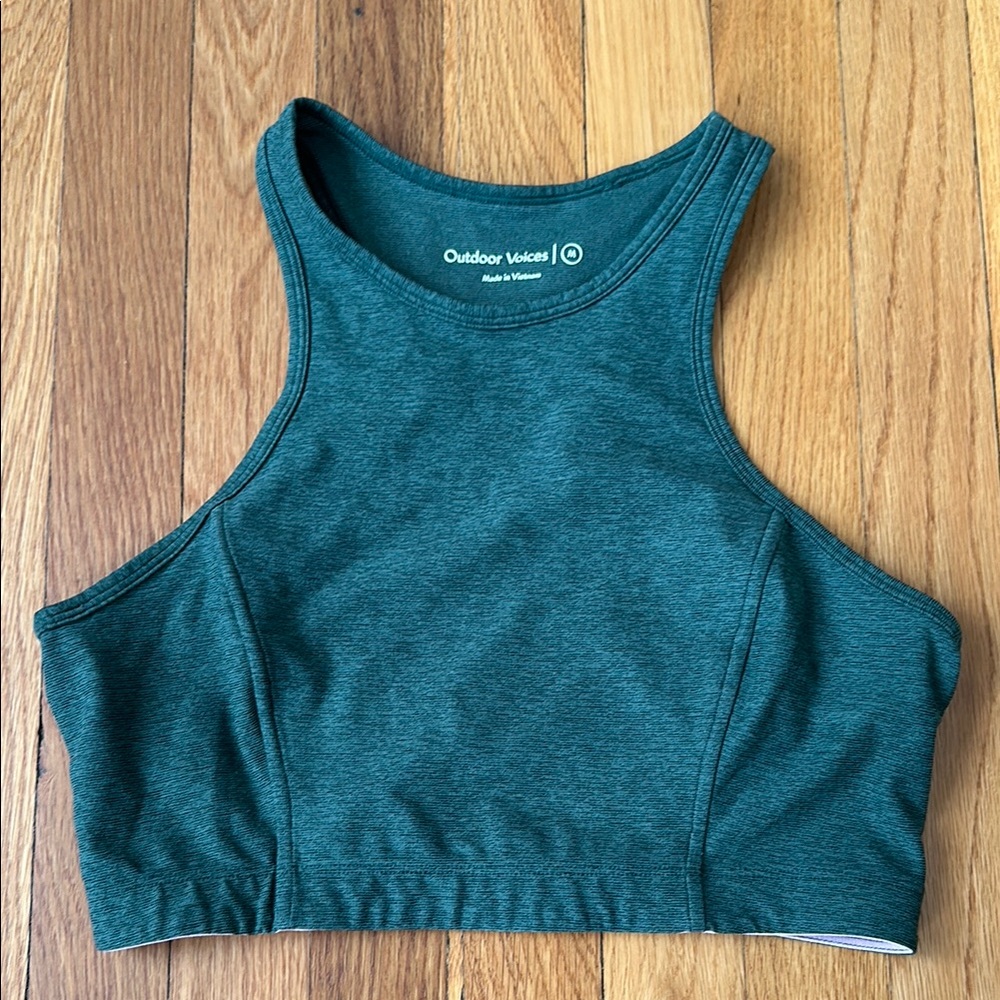 Outdoor Voices - Camellia Green Bra Crop Tank Top